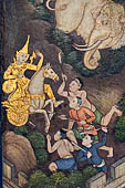 Bangkok Wat Pho, mural paintings of the vhian of the Reclining Buddha. 